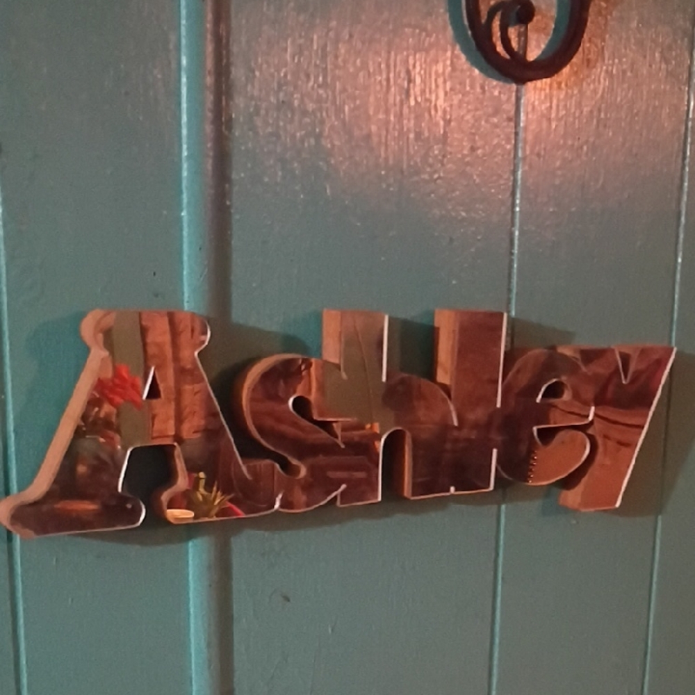 Mirrored Wooden Name Sign 'Ashley'